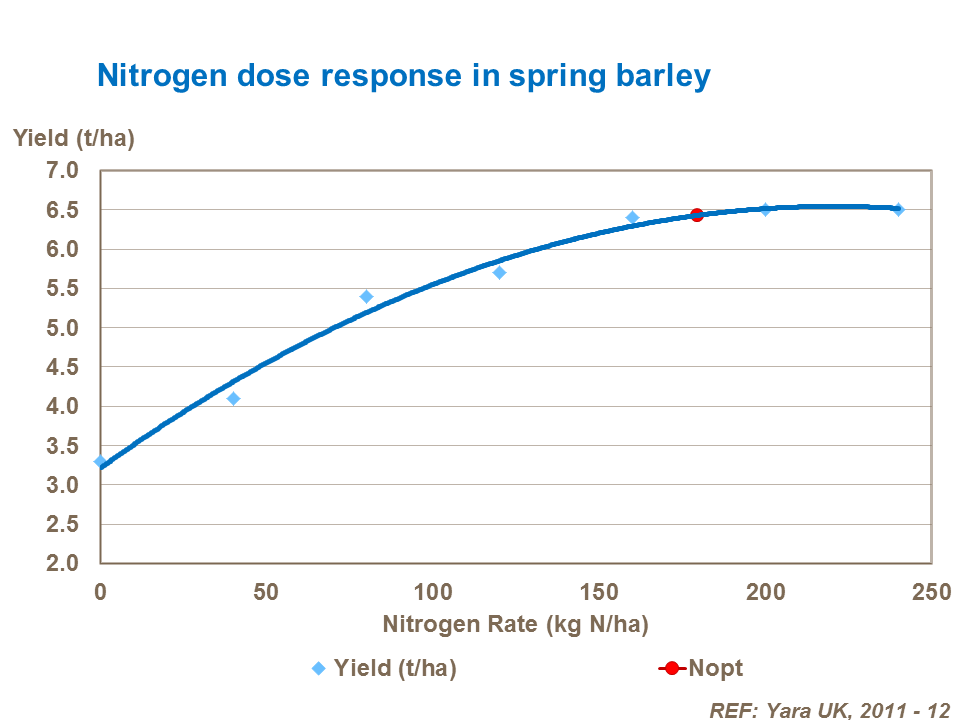 Nitrogen dose response in spring barley