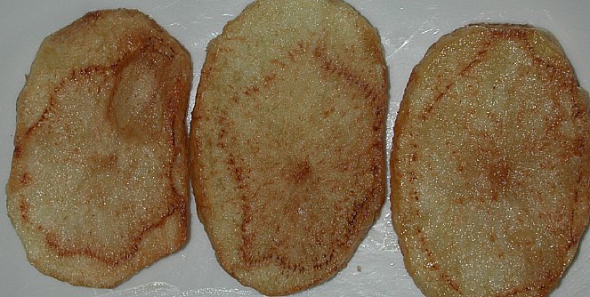 Excessive N and high reducing sugarscause potatoes to brown when cooked